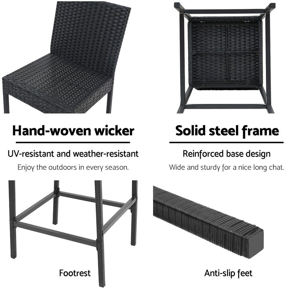 Gardeon 4-Piece Outdoor Bar Stools Dining Chair Bar Stools Rattan Furniture — image 6