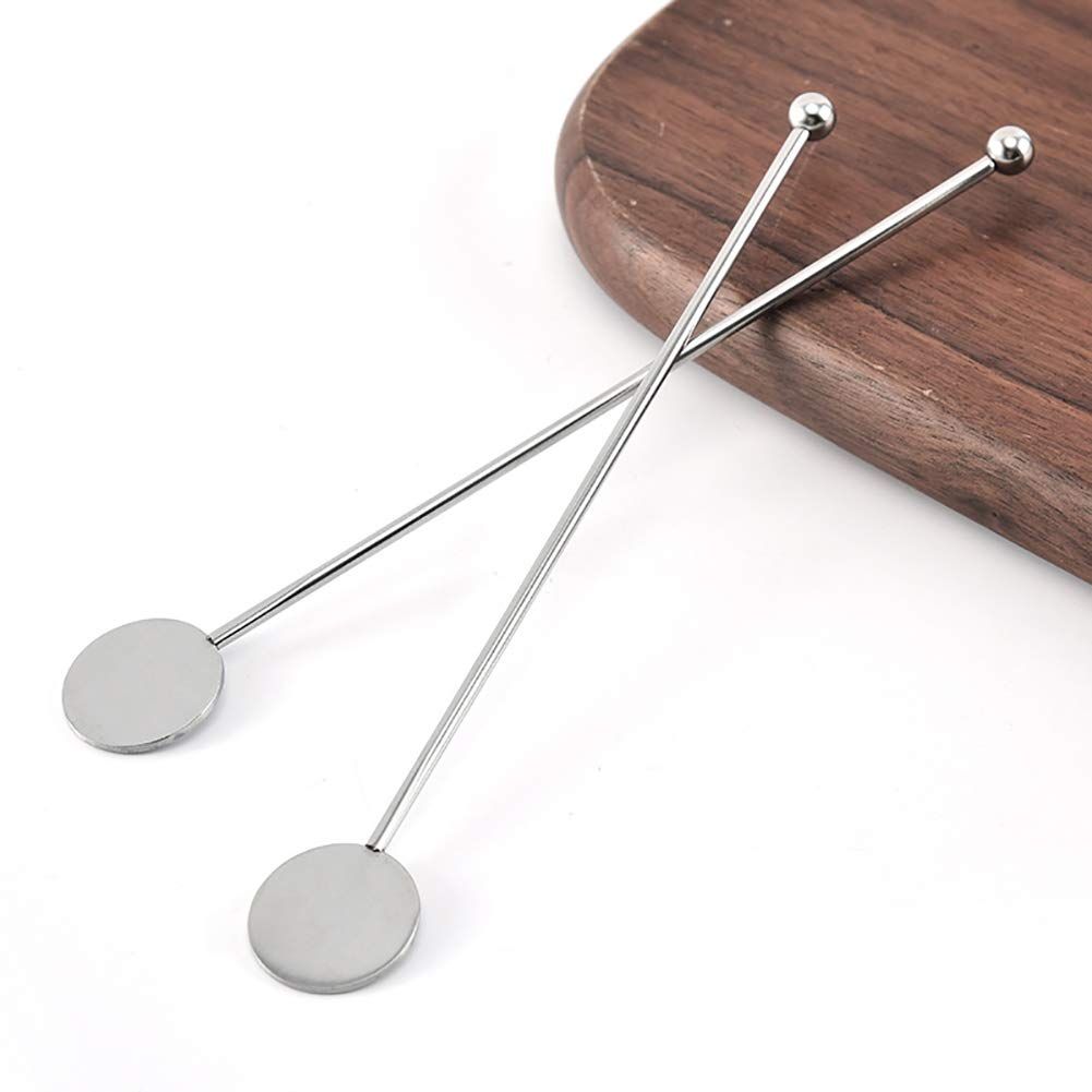 4 Pcs Stainless Steel Coffee Stirrers Stir Sticks Beverages Swizzle Stick Cocktail Drink Swizzle with Small Rectangular Paddles โ image 3
