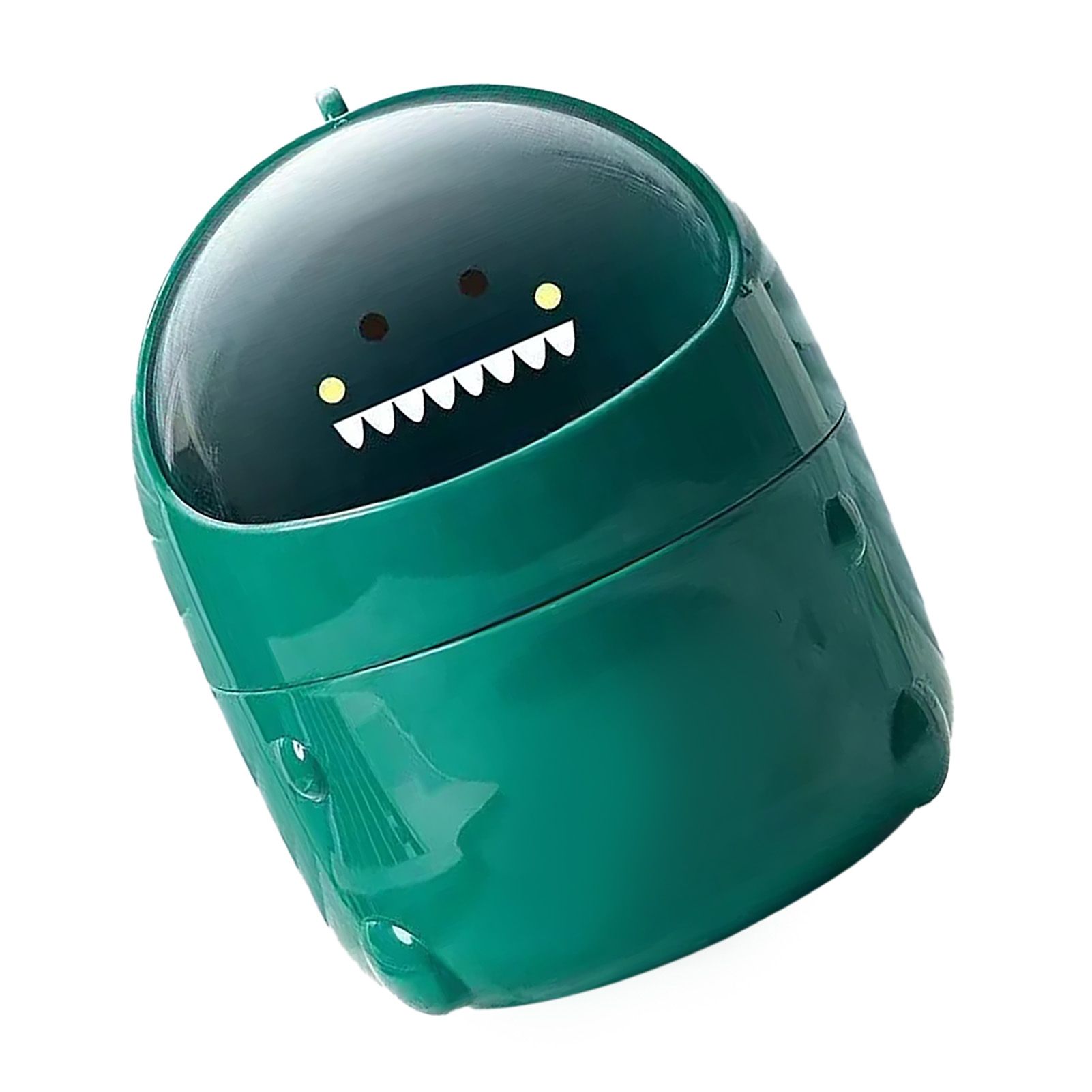 Desktop Trash Can Plastic with Lid Mini Small Cute Shaped for Dining Table Desk Home Office Easy Storage S Green — image 3