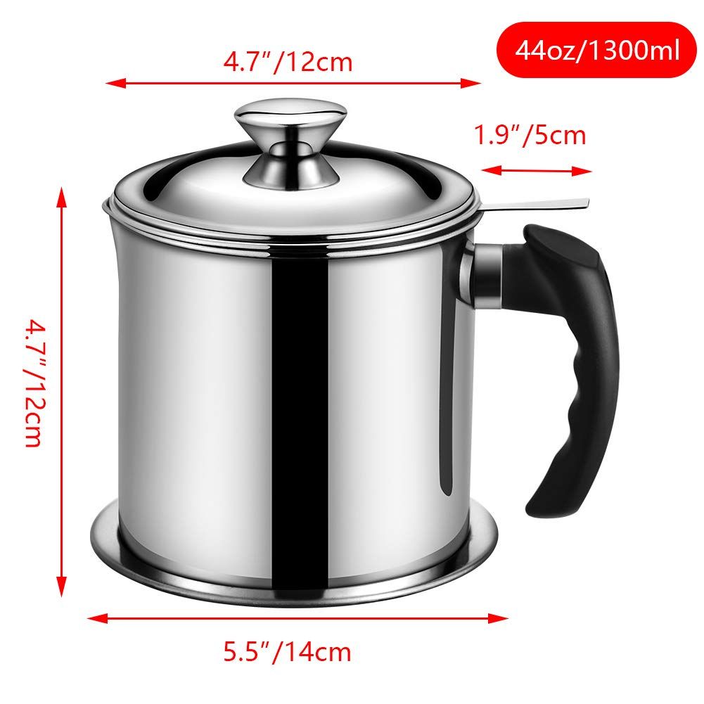 Stainless Steel Oil Filter Household Cooking Oil Storage Can with Fine Mesh Lid Cooking Oil Fat Separator for Storing Frying โ image 2
