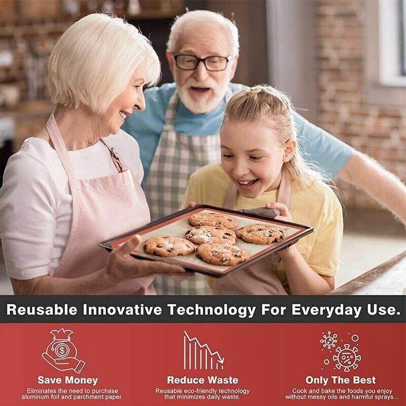 Silicone Baking Mat Non Stick Reusable Sheet for Pastry Dough Cookie Oven Bakeware - Red 2PCS(2*60X40CM) โ image 5