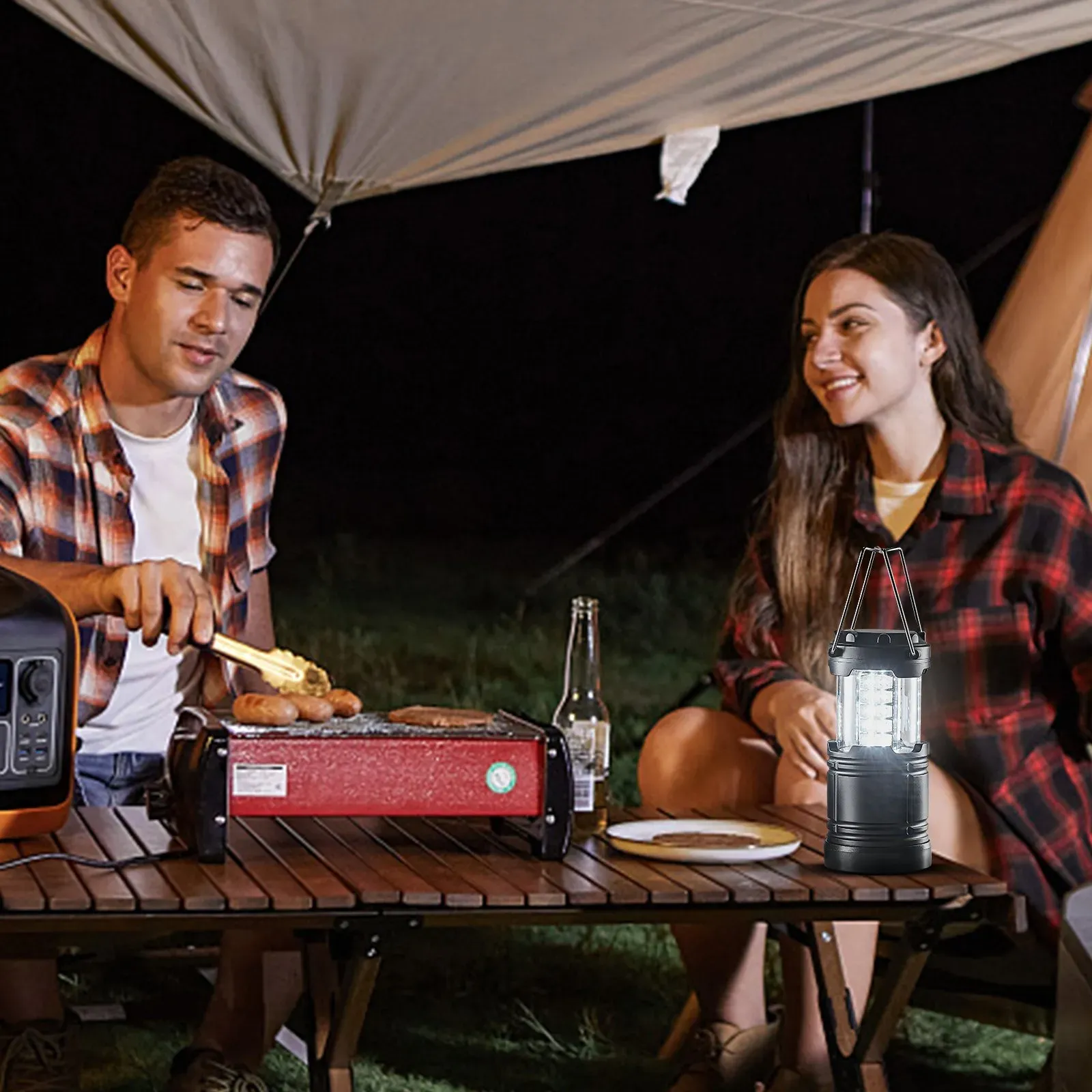 LED Camping Lanterns, 4 Pack, Magnetic Base, Battery Powered Lights, Lightweight Hanging Collapsible Lights, Black โ image 3