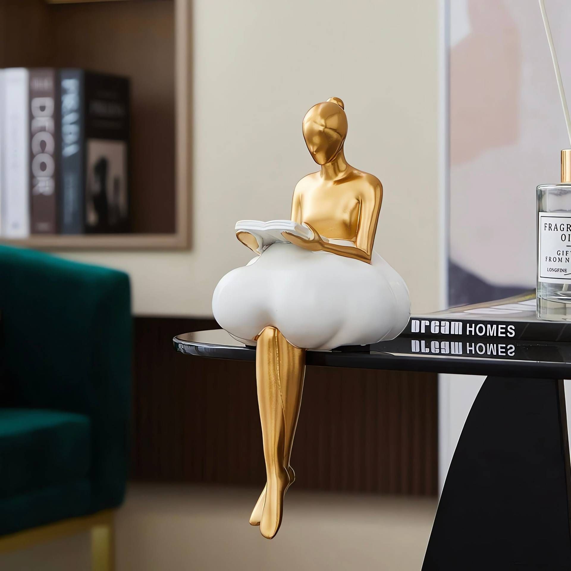 Art Statue Decor Abstract Art Sculpture Cloud Girl Creative Resin Character Statue Figurine for Living Room,Bedroom,Tabletop — image 4