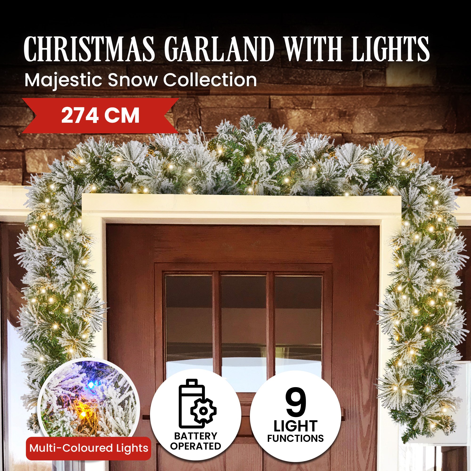 Christabelle 274cm Majestic Snow Prelit Christmas Garland โ image 3