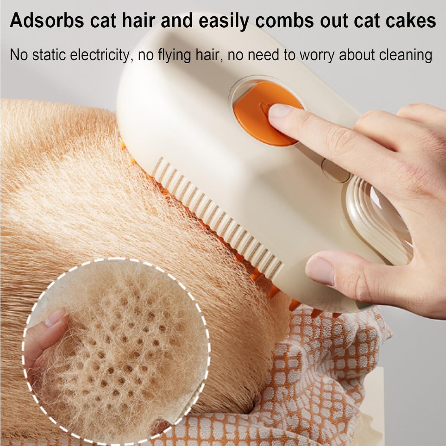 Puffease Spritz Defur Comb for Cats Dogs, Steam Pet Brush with Spray Function, Spray Defur Comb for Pet Bathing, Shedding & Grooming (Purple) — image 3