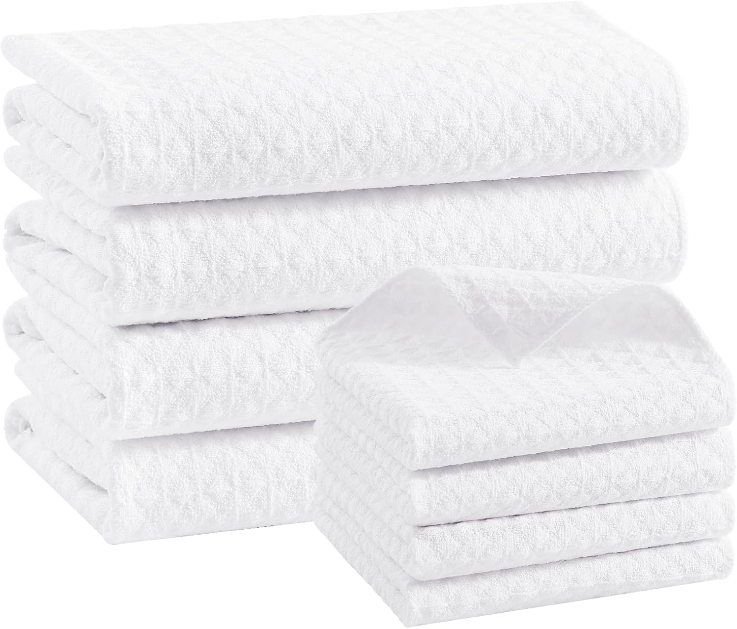 Homaxy Microfiber Waffle Weave Towels Set, 16 x 28 Inch and 12 x 12 Inch and 100% Cotton Waffle Weave Kitchen Dish Cloths โ image 2