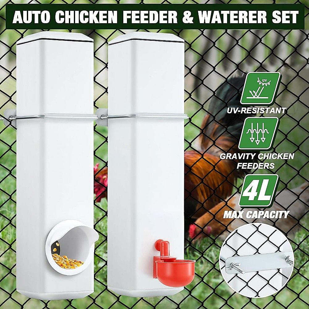 Chicken Bird Feeder Water Dispenser Automatic Waterer Poultry Food Drinker 4L โ image 5
