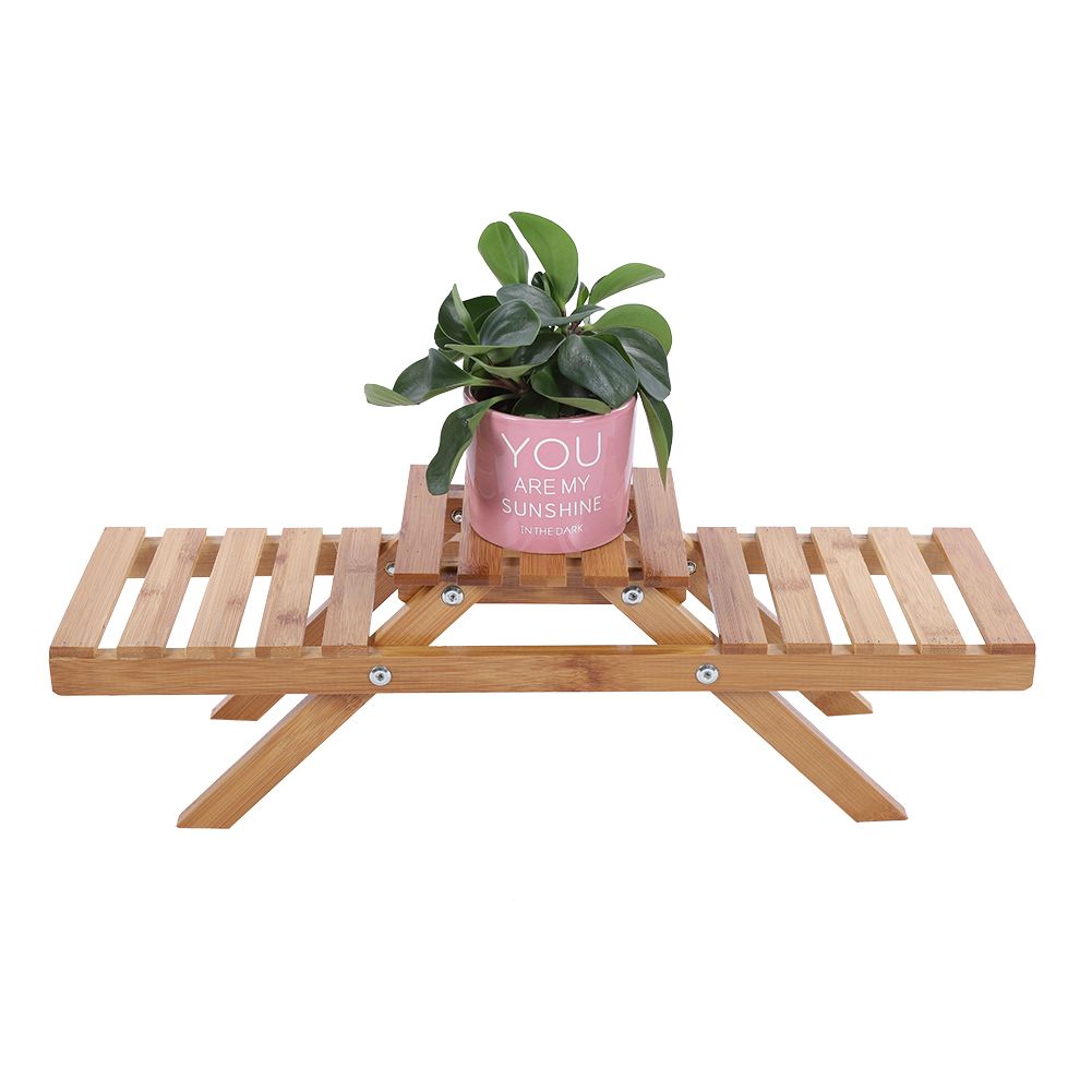 Wooden Standing Foldable 2-layered Potted Plant Flower Shelf Storage Rack Garden โ image 4