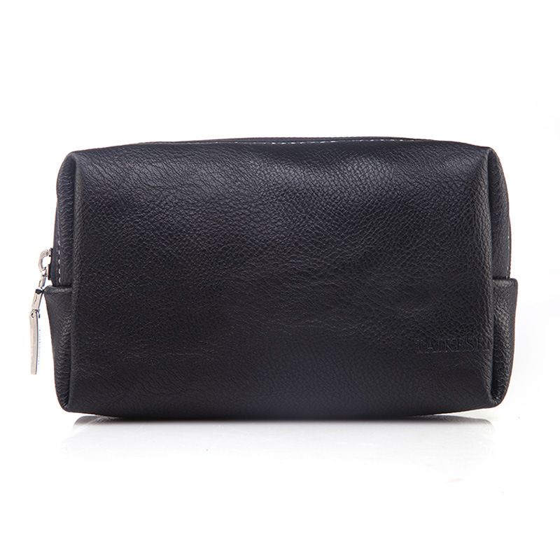 Tykson Laptop Accessories Bag PU Leather Storage Midnight Black 17*10*5.5cm