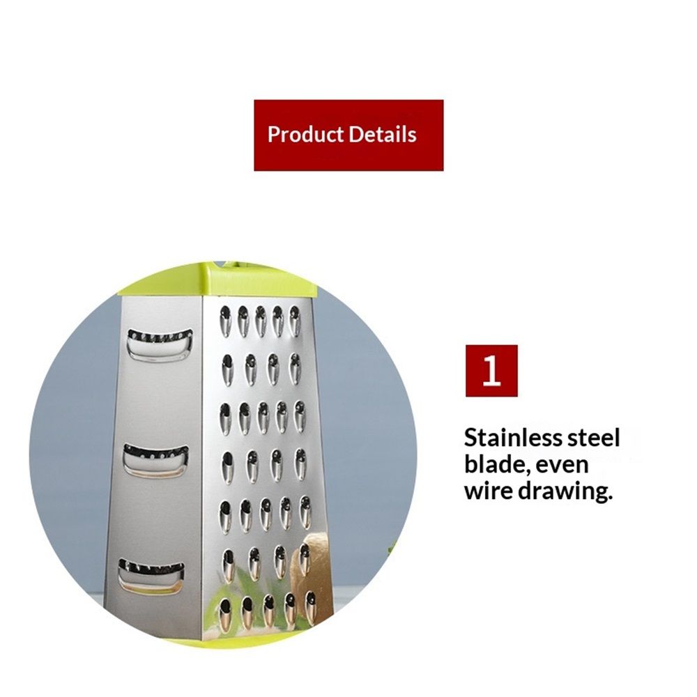 Professional Cheese Grater - Stainless Steel Box Grater for Kitchen, 4 Sides - Shredder for Parmesan Cheese, Carrot, Potato, Ginger - Dishwasher Safe — image 3