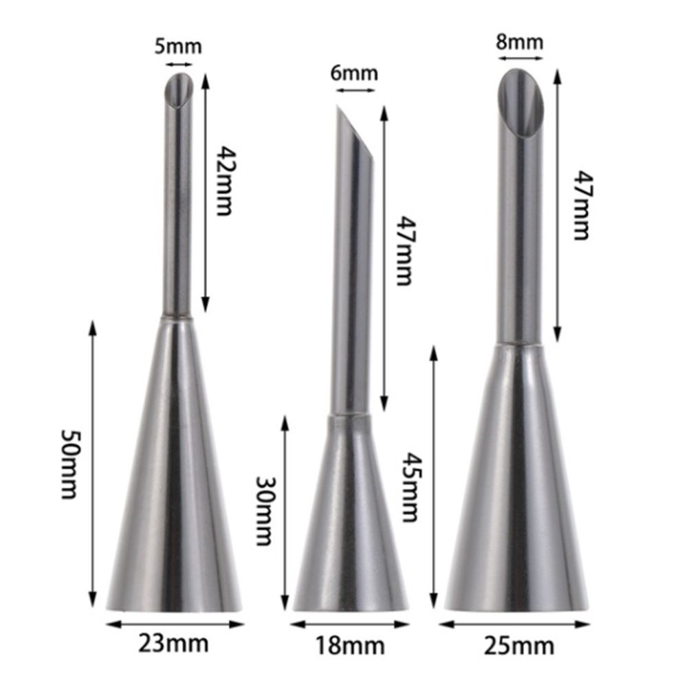 3PCS/Set Stainless Steel Cream Puff Nozzles Pastry Tips Piping Nozzles Cupcake Cake Decorating Tool โ image 3