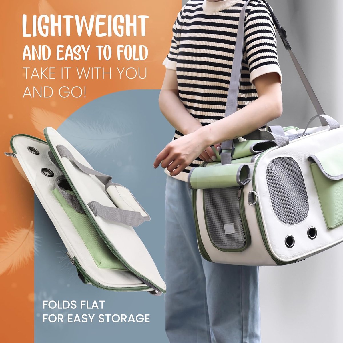Cat and Dog Transport Bag - Travel Basket - Foldable Cat Transport Box - Cat Bag - Pet Carrier Bag with breathable holes and pockets - for medium-sized cats — image 6