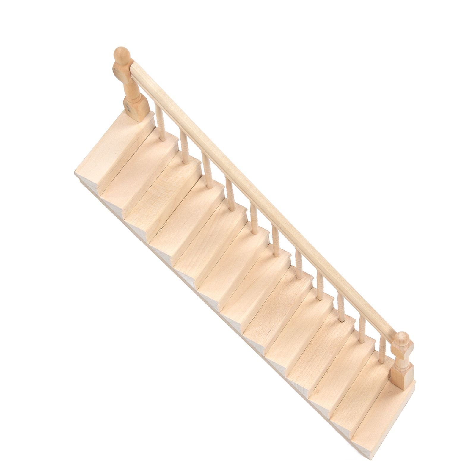 Doll House Stairs Glossy Rounded Corners Birch Material DIY Vivd Cute 1/12 Scale Miniature Staircase for CraftsRight โ image 5