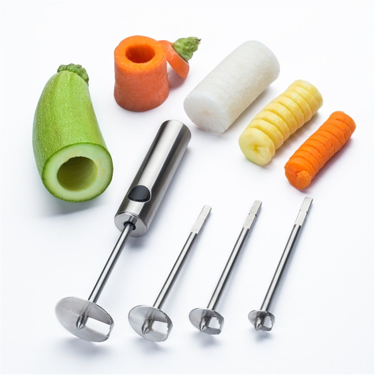 Stainless Steel Vegetable Drill | Fruit Corer And Veggie Spiralizer Ergonomic Handle With 4 Sizes for Coring and Hollowing out Zucchini, Potatoes, Carrot โ image 2