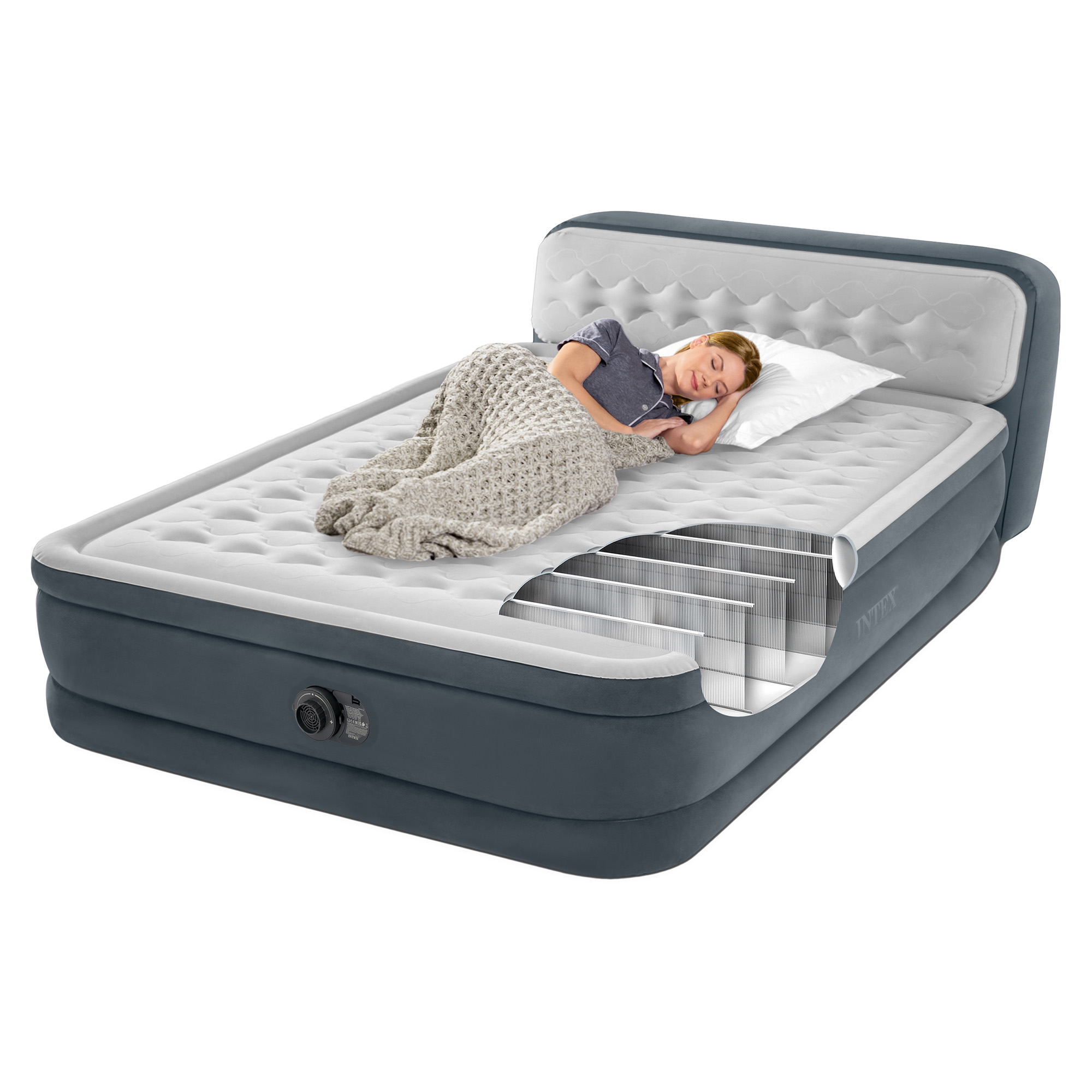 Intex Dura-beam Deluxe Ultra Plush Headboard Air Mattress - Queen โ image 4