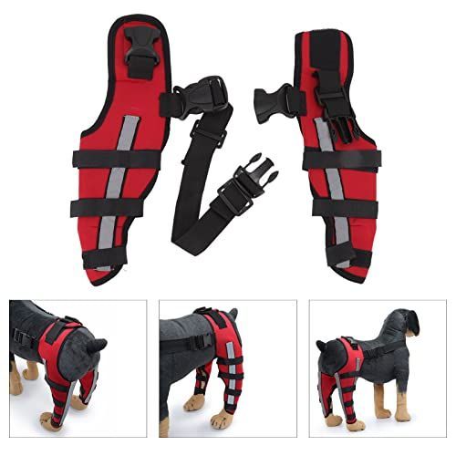 Dog Knee Brace Adjustable Dog Double Rear Leg Brace with Metal Hinged Flexible Support and Reflective Seat Belts Dog Acl Brace Hind Leg - Red - Size L — image 6
