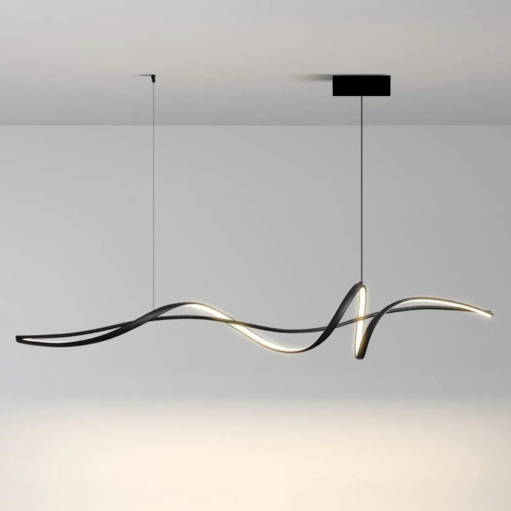 BAMDECOR A36 Modern LED Linear Chandeliers Pendant Lights with Dimmable LED and Adjustable Hanging Length 140cm -Black â image 3