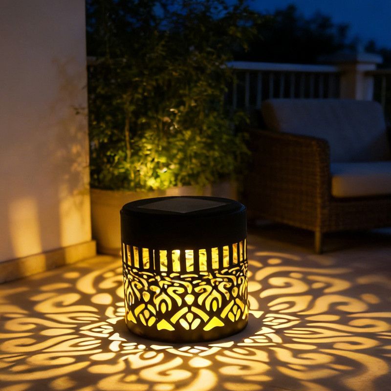 Solar-Powered Wrought Iron Mandala Pattern Openwork Projection Light, Courtyard and Garden Mood Light, Outdoor Waterproof Wrought Iron Garden Light, Lawn Night — image 2