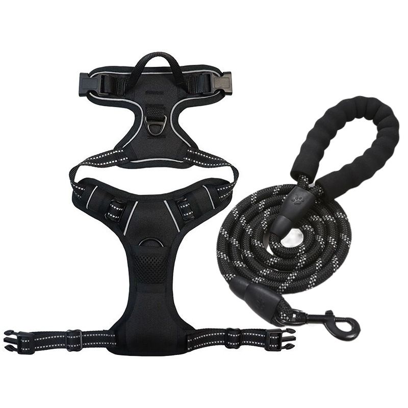 Anti-escape dog harness & leash, soft and comfortable breathable dog vest, reflective in the night, suitable for walking medium and large dogs