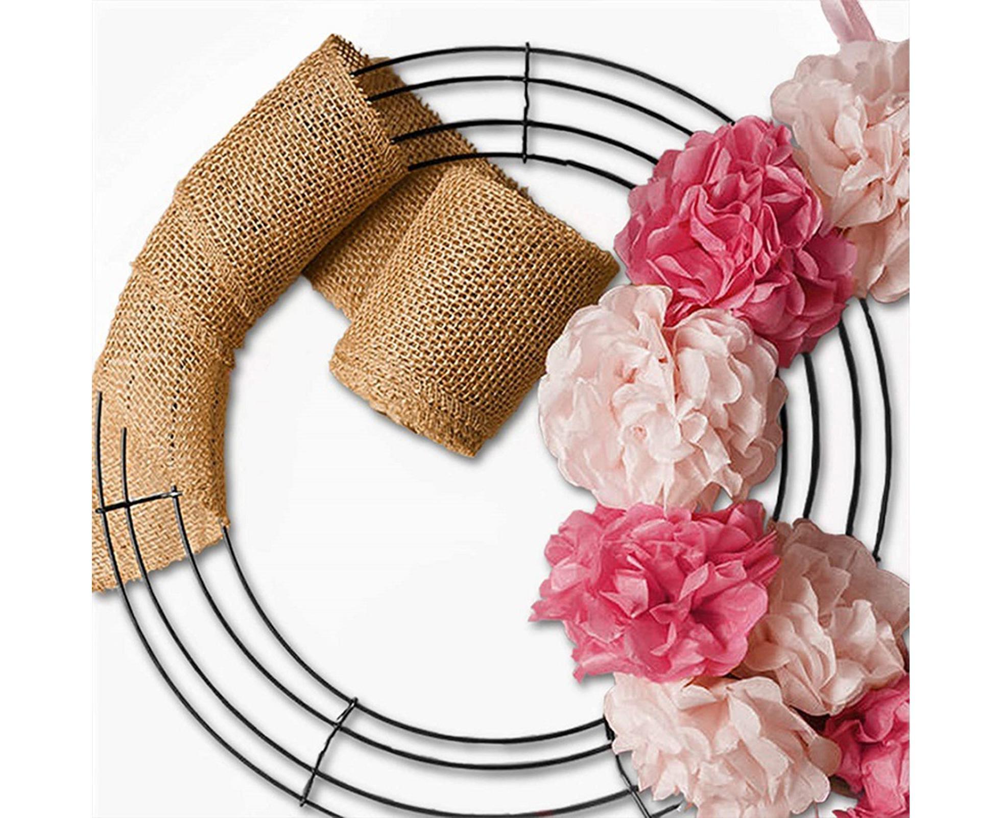 Wreath Frame Durable Wall Hanging Metal Rust-proof Wire Wreath Form for Home Decor-Black 40cm — image 4