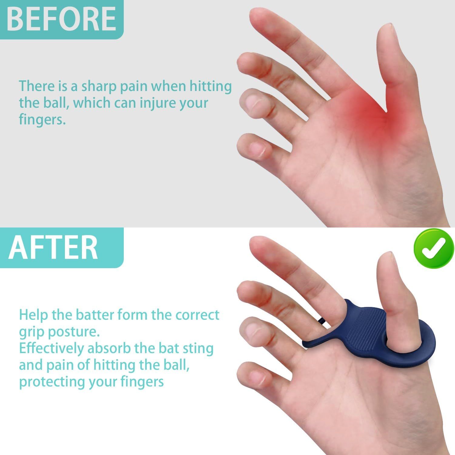 2 Pack Soft Silicone Baseball&Softball Thumb Guards for Shock Absorption, Blister Prevention, Bat Sting Reduction for Swing Training (blue) — image 2