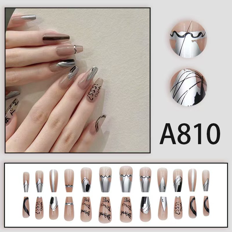 12 boxes / 288 pieces, white light luxury fashion French ins style flash sweet cool simple empress spicy girl new spring wear nail set โ image 4