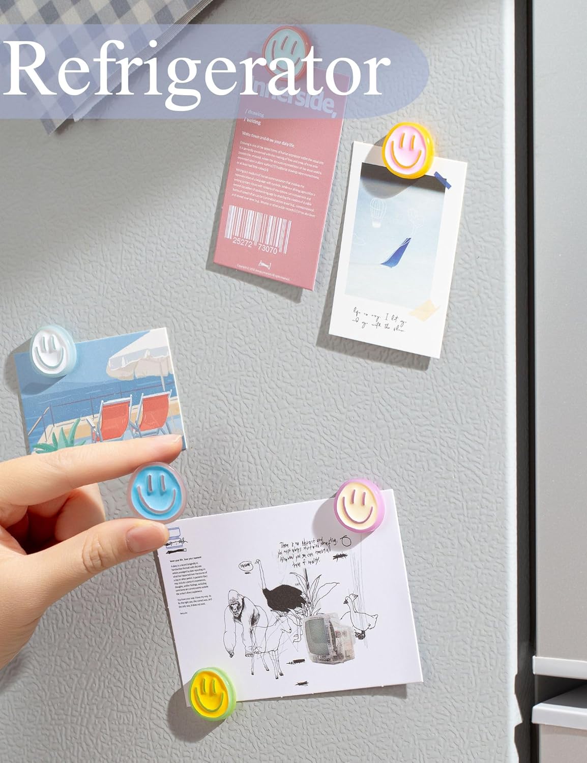 12Pcs Fridge Magnets Cute Refrigerator Magnets, Colorful Magnets for Whiteboard Cabinet Locker, Resin Smile Face Decorative Magnets for Classroom Kitchen — image 3