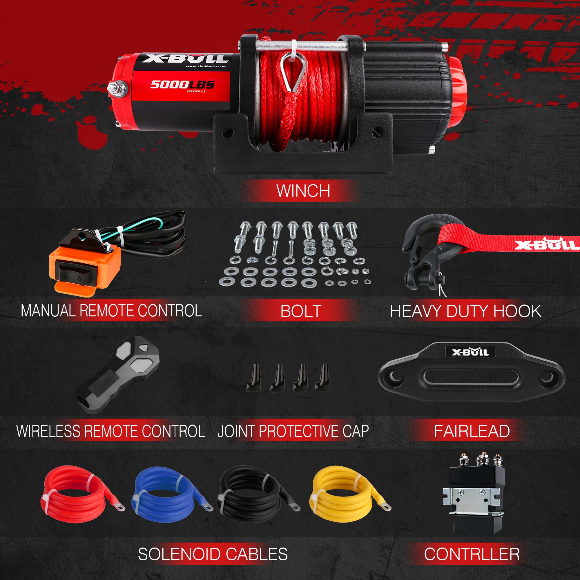X-BULL Electric Winch 12V 5000LBS Synthetic Rope Wireless remote ATV UTV Boat Trailer โ image 3
