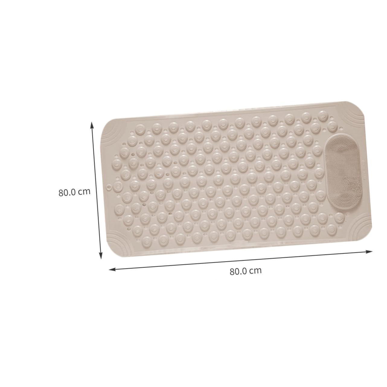 Non-Slip Bath Mat with Foot Scrubber – 80 × 80 cm, Anti-Skid Suction Cups & Drain Holes, Waterproof Shower Floor Pad with Exfoliating Brush(Grey) — image 2