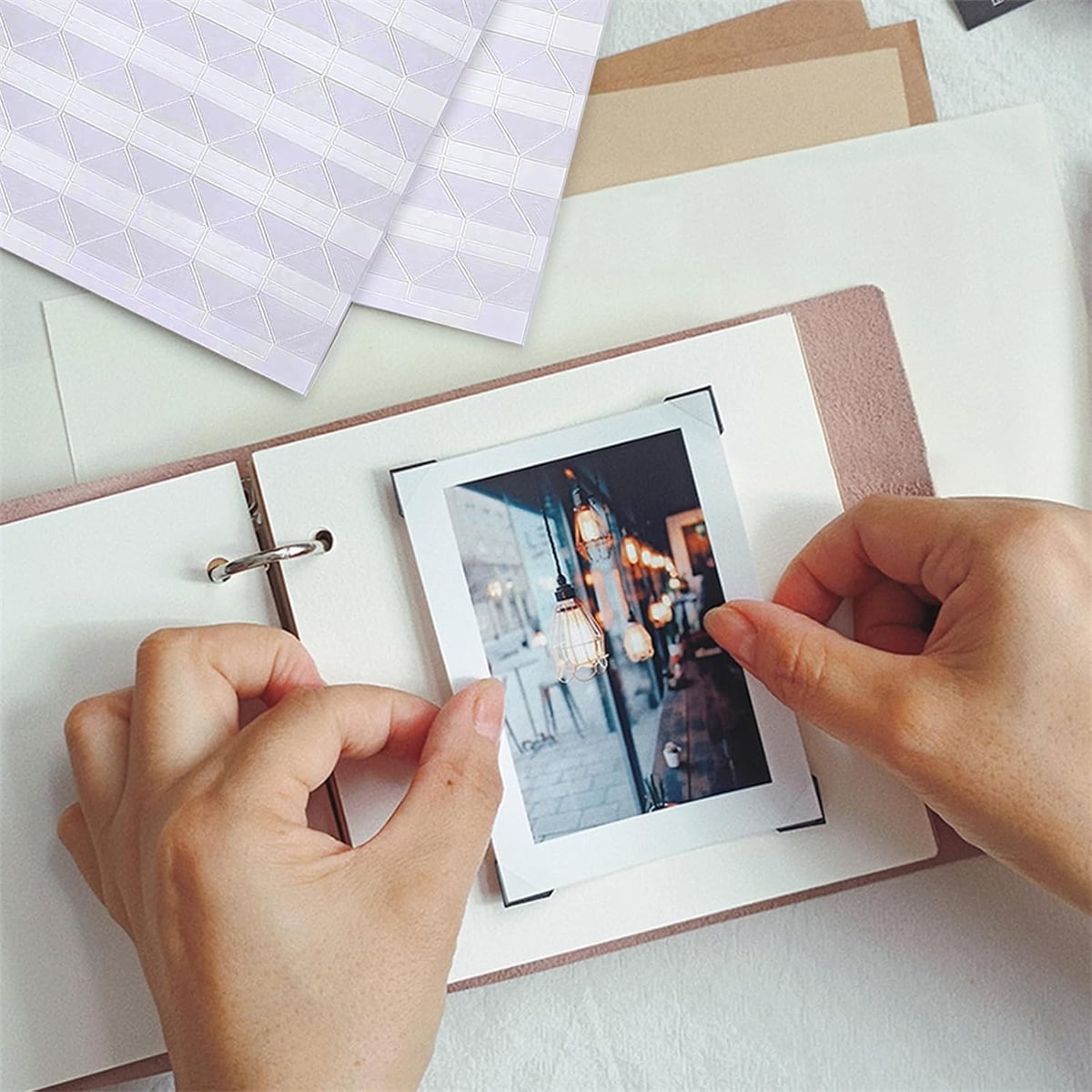 408 Pcs Clear Photo Corners Stickers Self-Adhesive Photo Corners Lens Photo Corner Sticker for DIY Scrapbooking, Memory Books Journal and Picture Album (Clear — image 6