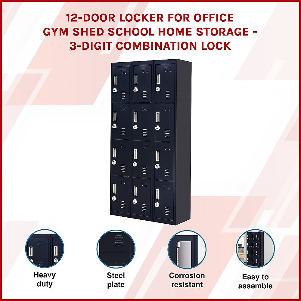 12-Door Locker for Office Gym Shed School Home Storage - 3-Digit Combination Lock — image 3