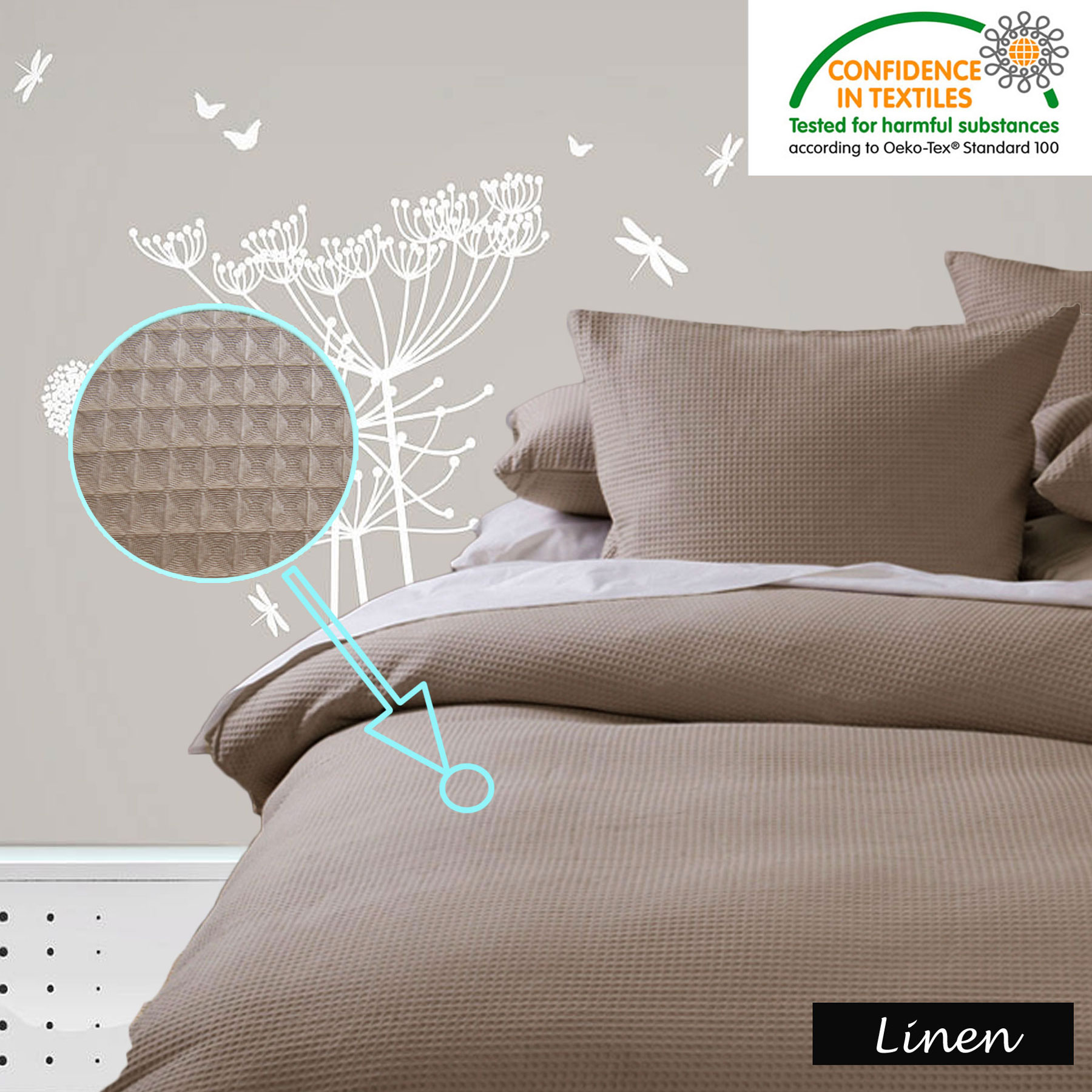 Waffle Quilt Cover Set - Linen - Single — image 2