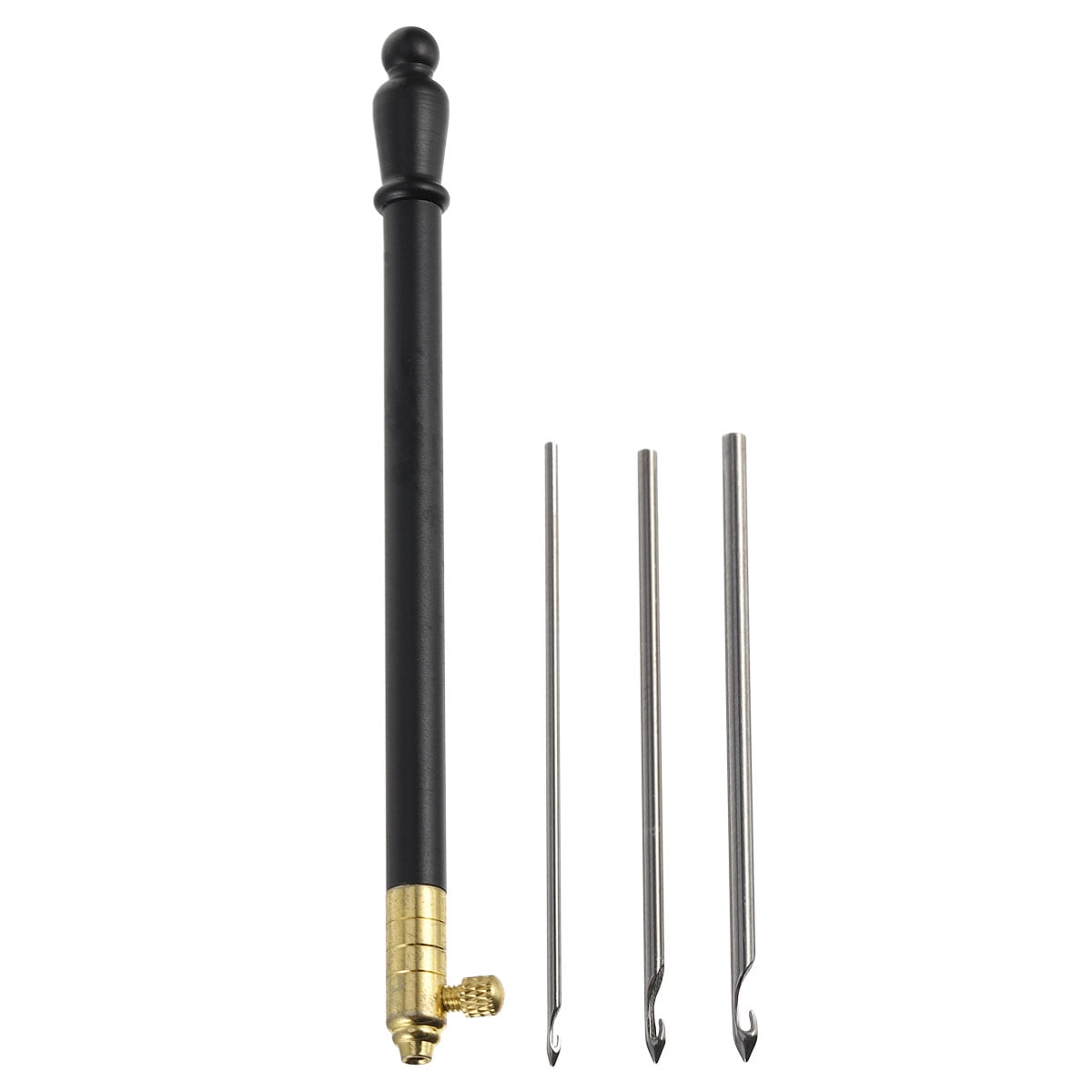 1 Set of Metal Handle Set Hooks with 3 Needles French Crochet Tool for Embroidery Beading ( Black ) 11 × 1CM Black — image 4