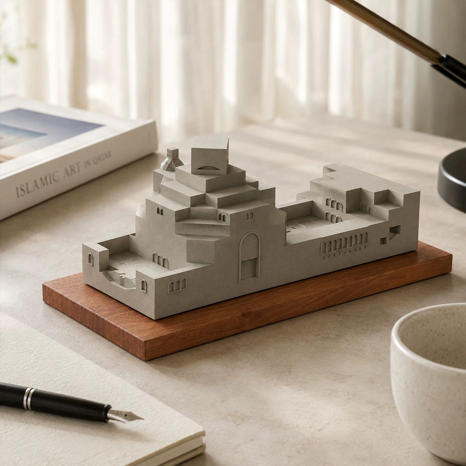 Museum of Islamic Art Doha Concrete Model Architectural Replica Sculpture & Desktop Decor(Khaki) — image 2