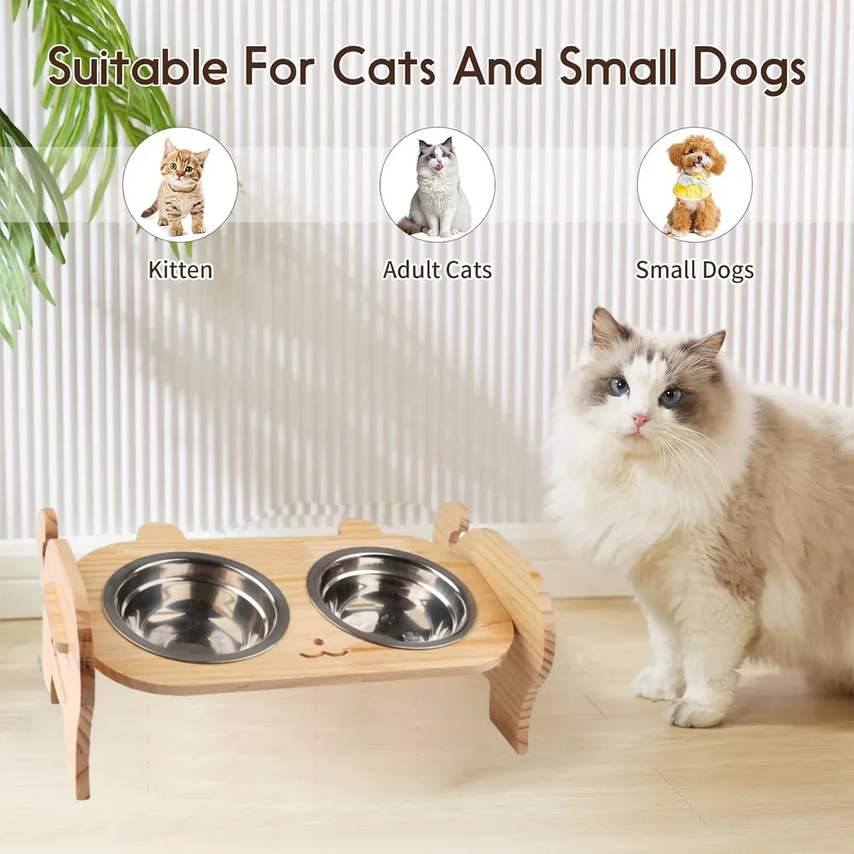 Pet Bowl Anti Tip Double Bowl Pet Food Water Bowl For Home Daily Use Easy Clean — image 5