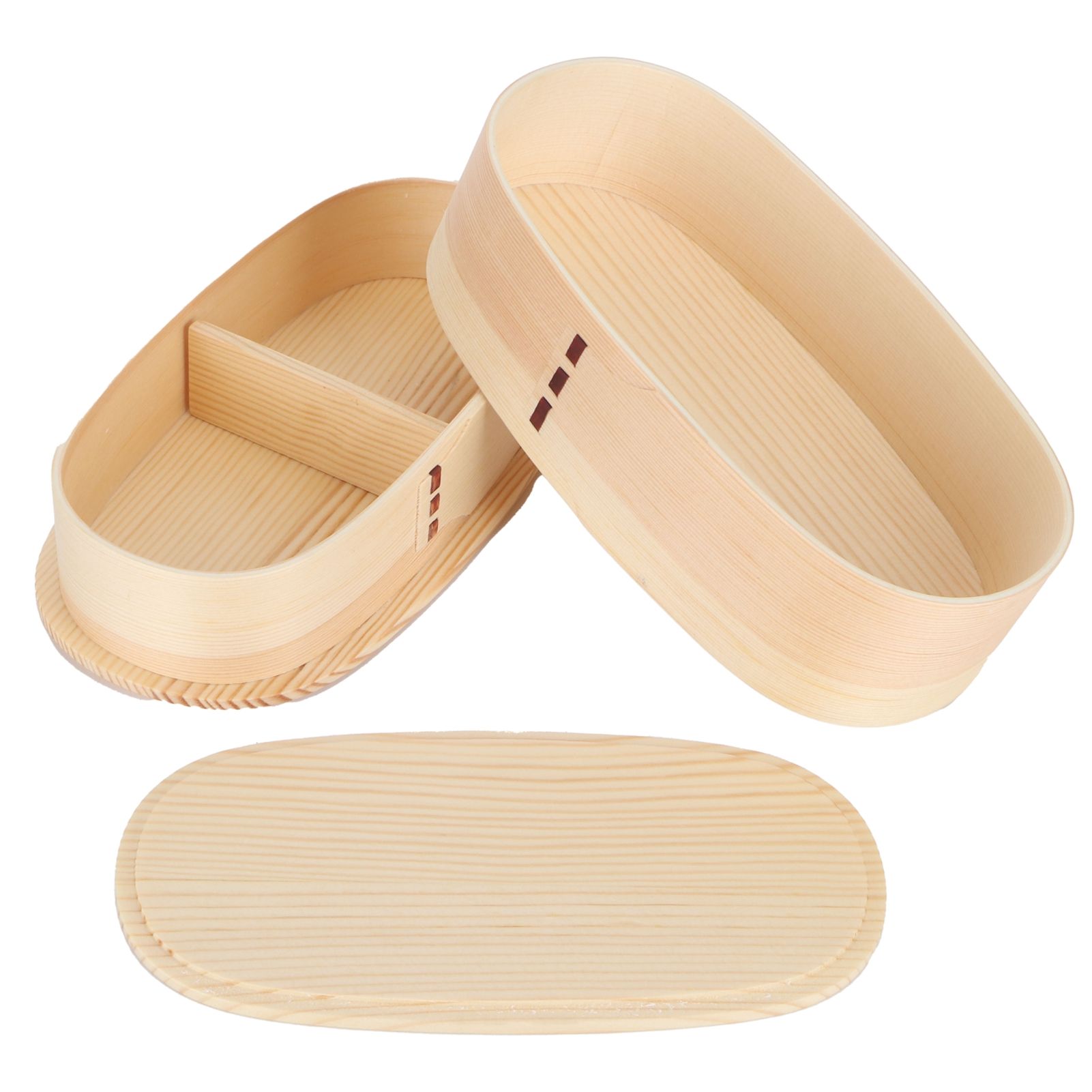 Lunch Box Set Japanese Style Wooden Food Storage Container for Students Workers 19x10x9.5cmWood Color — image 5