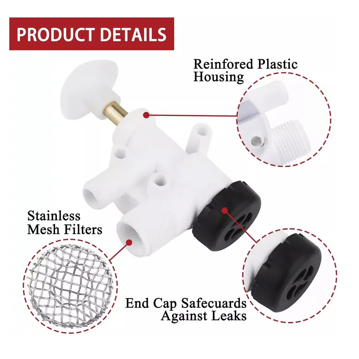RV Water Valve Kit Camper Plumbing Valve Set Trailer Water Line Replacement Part — image 5