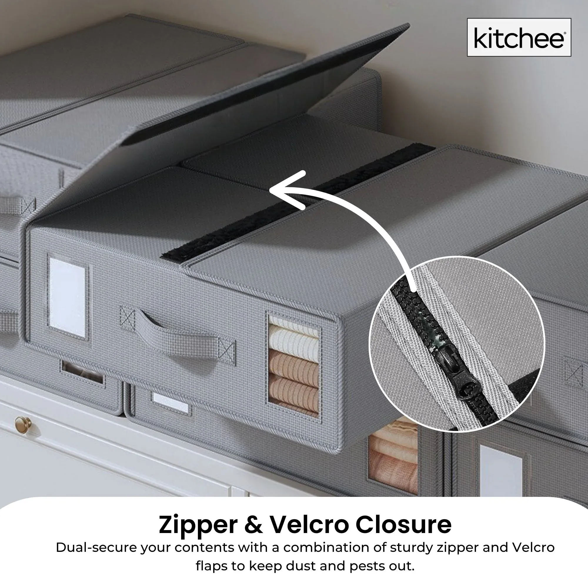 Kitchee Foldable Bed Sheet Storage Box - Linen + Closet Organiser Grey — image 3