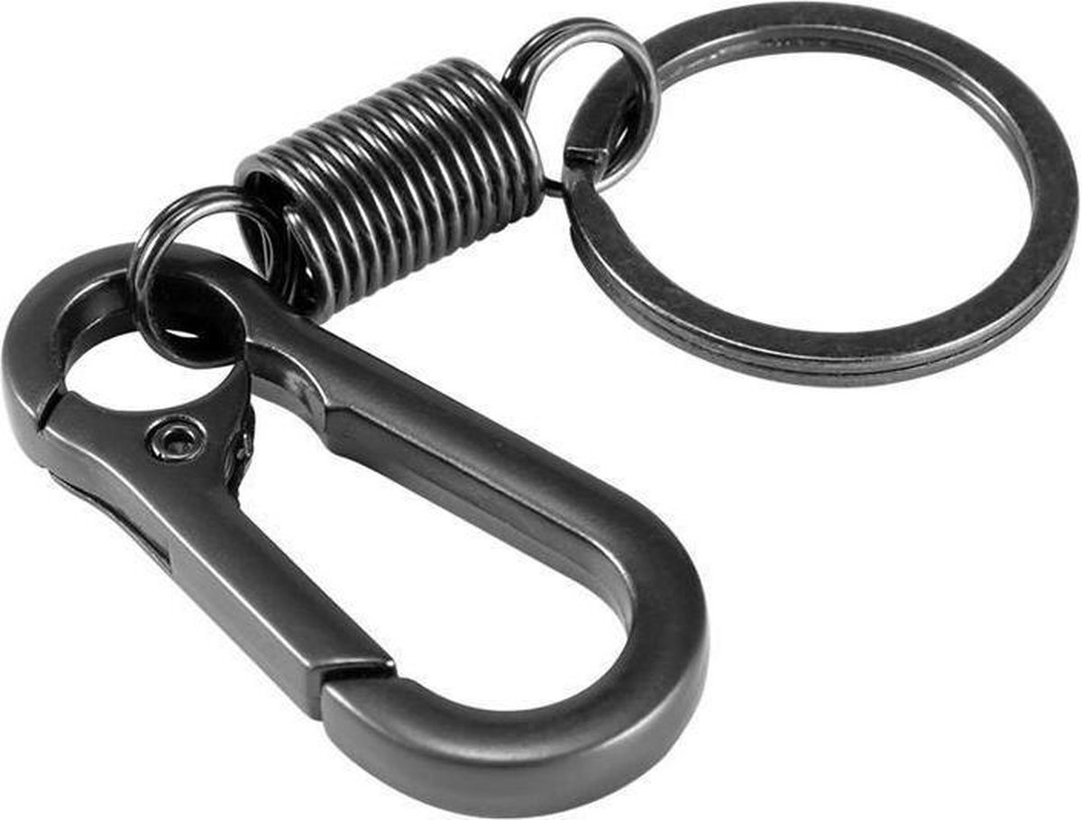 Keychain - Carabiner - Hook Shape Keychain - Hook - Rings - Stainless Steel - Gift - Black