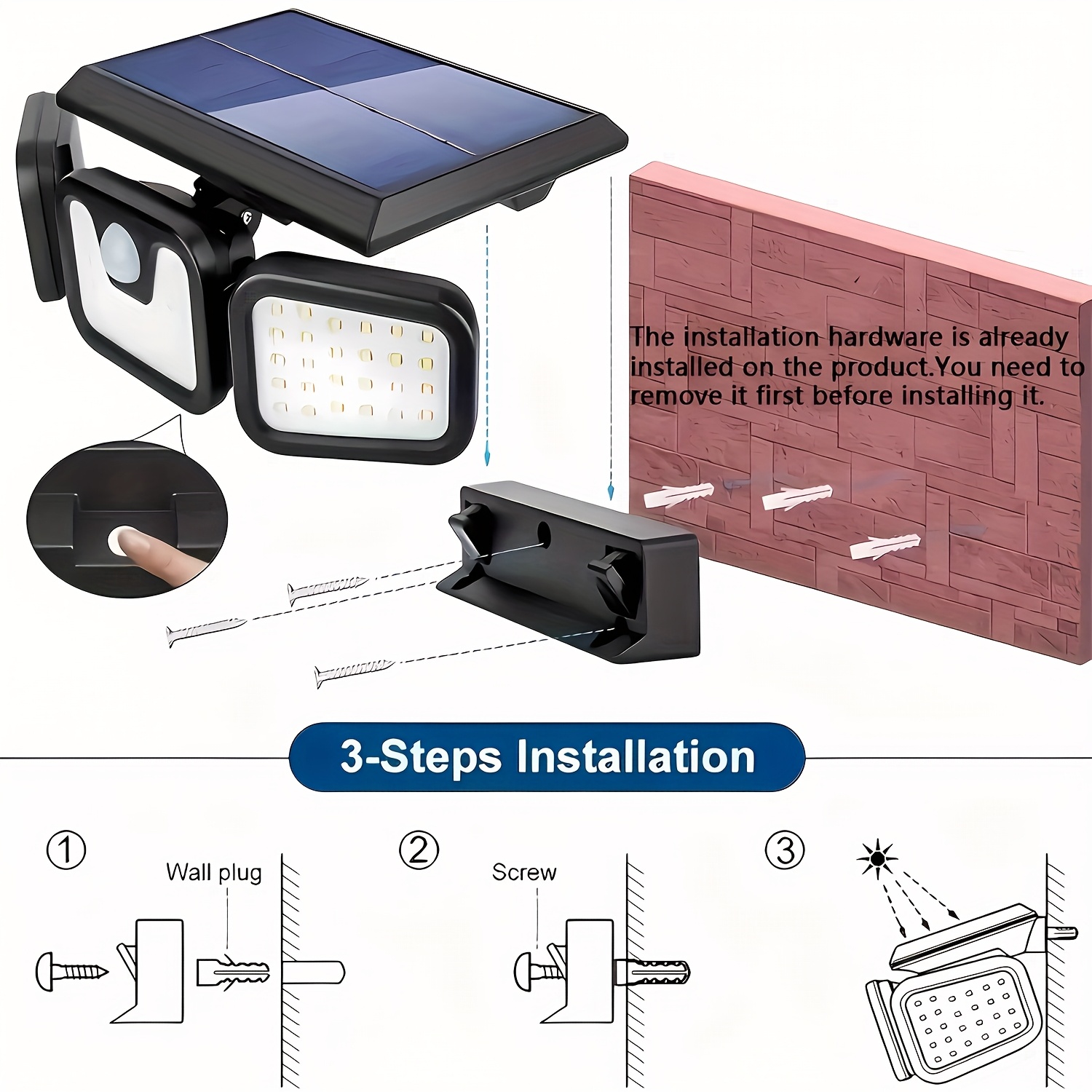 74 LED Solar Motion Sensor Light, 3 Brightness Modes Outdoor Wall Light, Suitable for Front Door, Yard, Garage, Patio — image 2