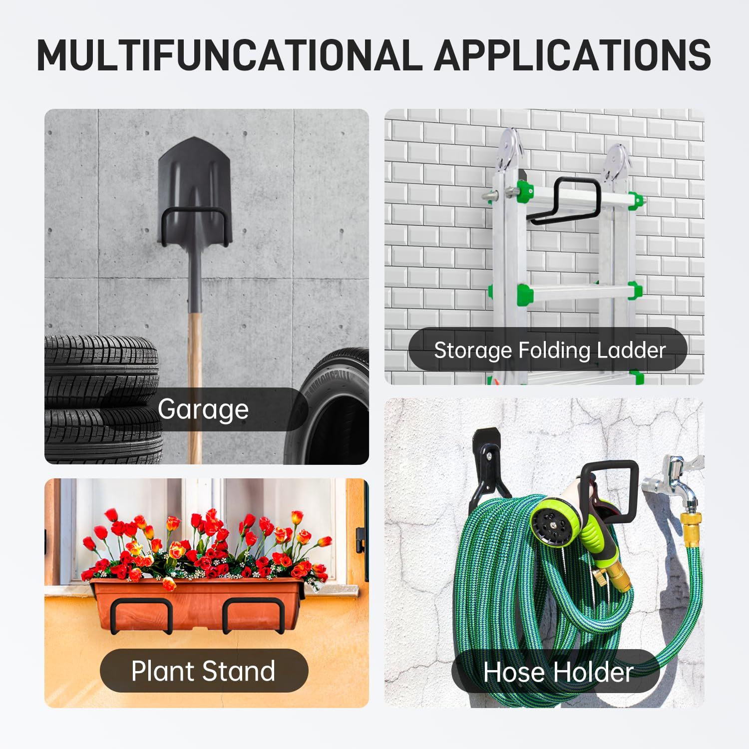 Garden Hose Holder Wall Mount,Heavy Duty Water Hose Hanger for Garage Outside,Metal Hose Reels Hose Rack for Garden Hose โ image 5