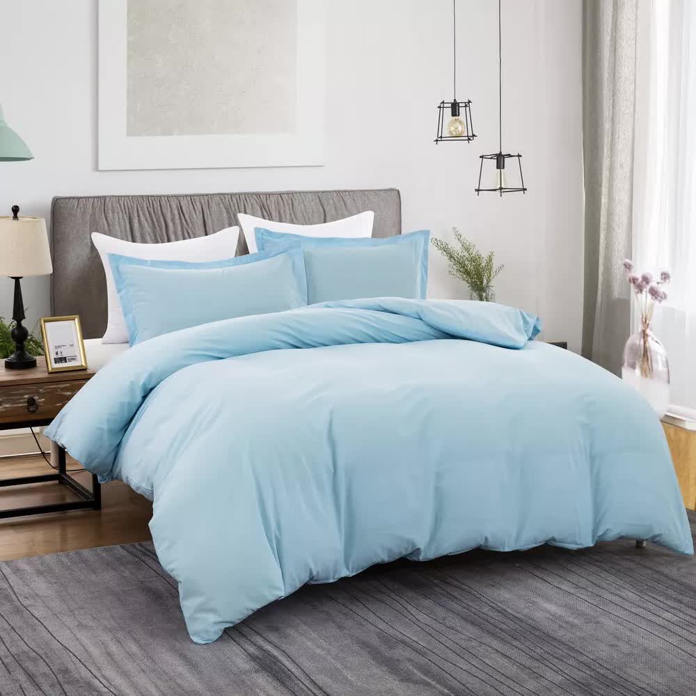 100% cotton Premium Doona Duvet Quilt Cover Set with Soft Pillowcases - Aqua-Super King — image 2