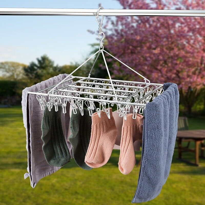 30/40/55 Pegs Stainless Steel Laundry Sock Underwear Clothes Dryer Rack Hanger - 55Pegs โ image 3