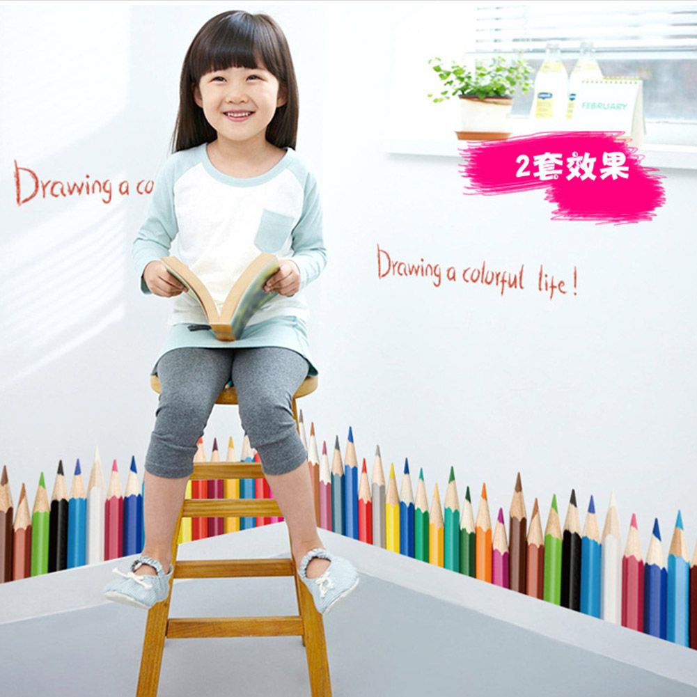 3D Stereo Colorful Pencil Wall Floor Stickers for Home Backdrop Business Decoration — image 5