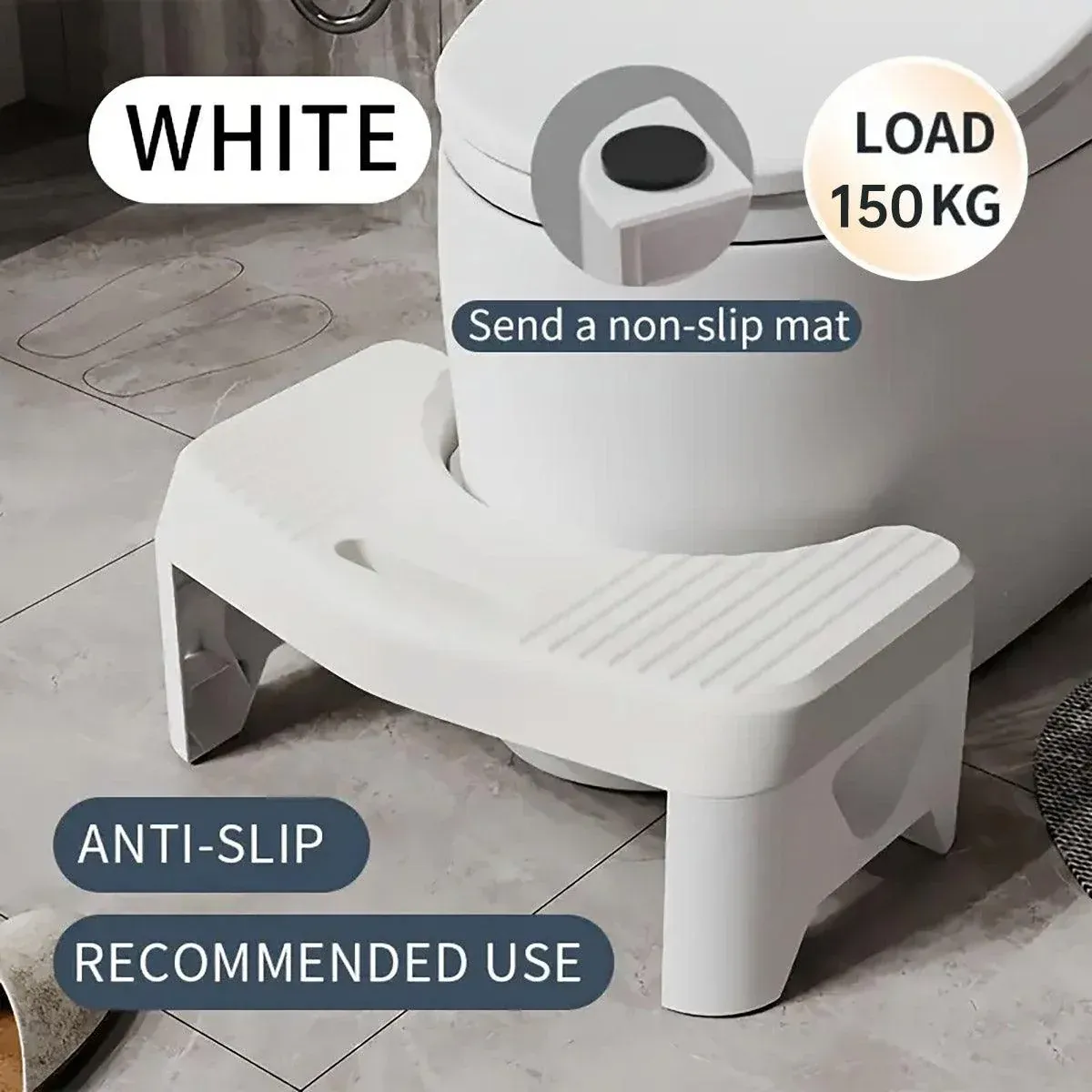 Thickened Toilet Squatting Stool Bathroom Footstool Household Restroom Pad - Grey — image 5