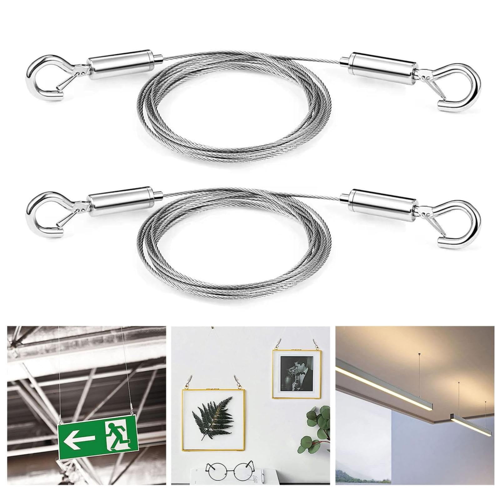 2 Pack Picture Hanging Wire, heavy duty stainless steel rope for mirrors and frames, supports up to 100 pounds, Silver, 6.56 feet — image 6