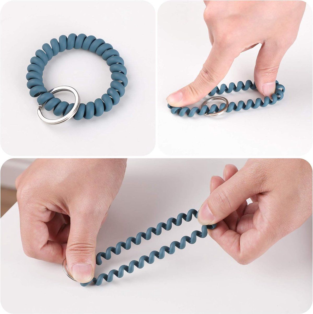 6 Pieces Stretchable Keychain, Spring Flexible Spiral Wrist Coils Wrist Key Holder Keychain, for Sauna Gym Pool ID Badge and Outdoor Sports — image 2