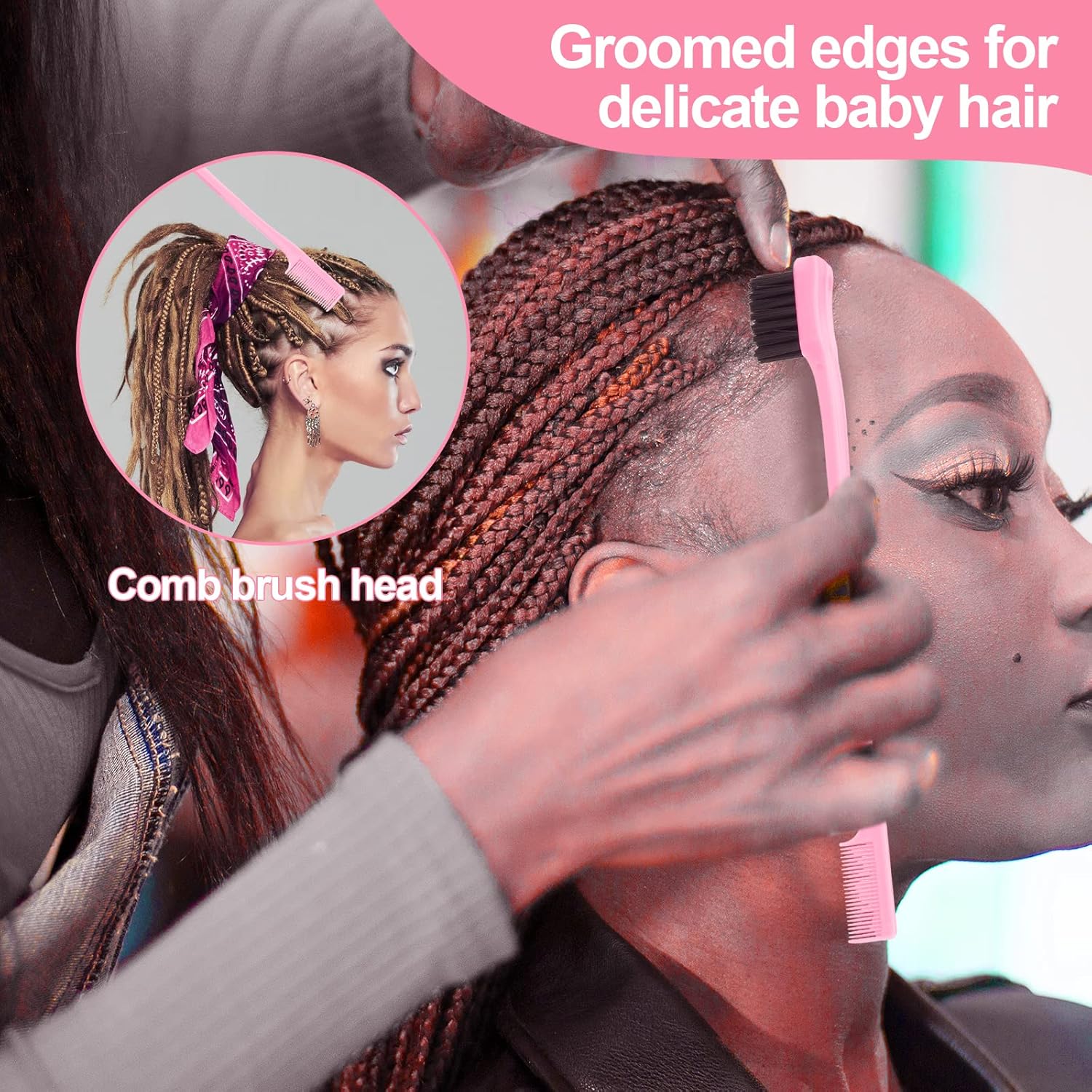 Crochet Hooks for Hair with 2pcs Crochet Needle, 1pcs Edge Brush, 1pcs Bristle Hair Brush, 1pcs Rat Tail Comb, 3pcs Gator Clips Crochet Needle for Passion โ image 4