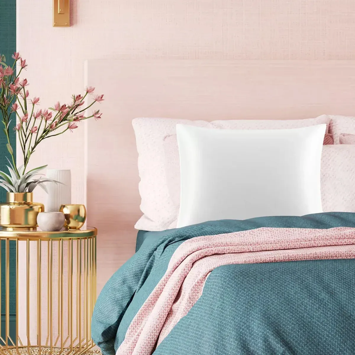Silk Envelope Pillowcase Soft Satin Protective Cover for Bed Sleep Comfort - White โ image 5