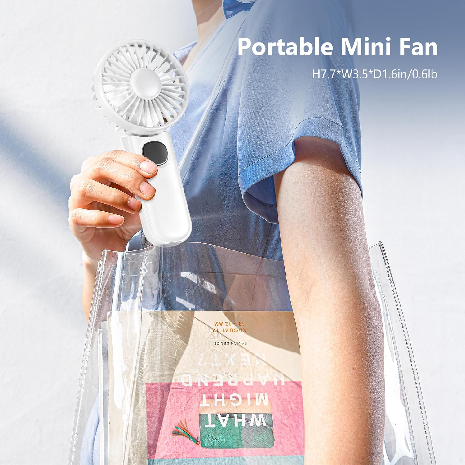 [Mini Portable Handheld Fan 2 Pack] 5 Adjustable Speeds Personal Fan with Lanyard,180° Foldable Small Hand Fans for Makeup, Home, Office, Travel and Outdoor — image 6